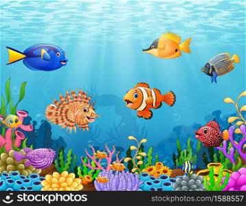 Cartoon fish under the sea