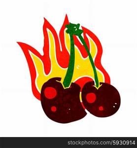 cartoon flaming cherries