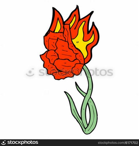 cartoon flaming flower
