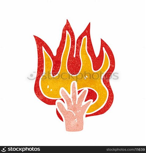 cartoon flaming hand symbol