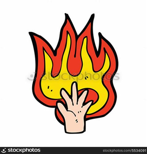 cartoon flaming hand symbol