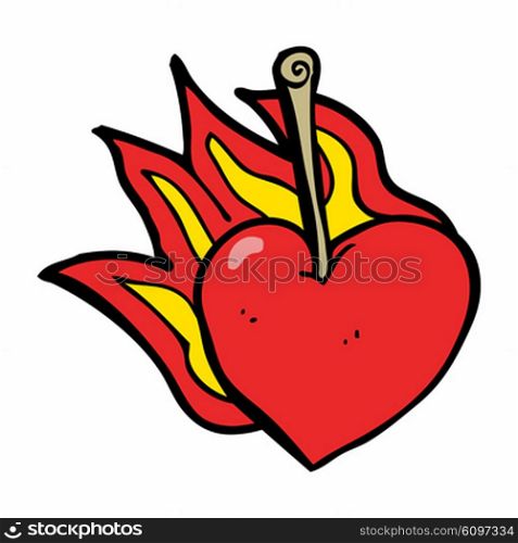 cartoon flaming heart cherry