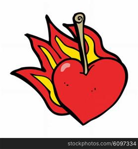 cartoon flaming heart cherry