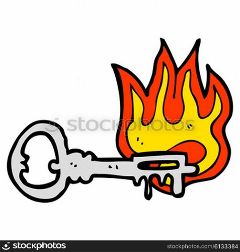 cartoon flaming key