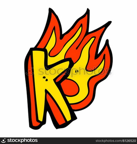 cartoon flaming letter