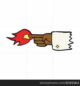 cartoon flaming pointing finger symbol