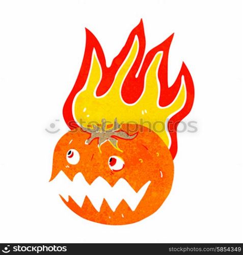 cartoon flaming pumpkin