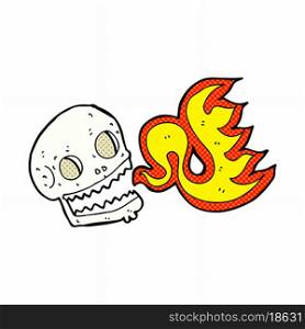 cartoon flaming skull