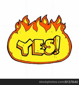 cartoon flaming yes symbol