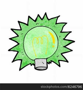 cartoon flashing green light bulb