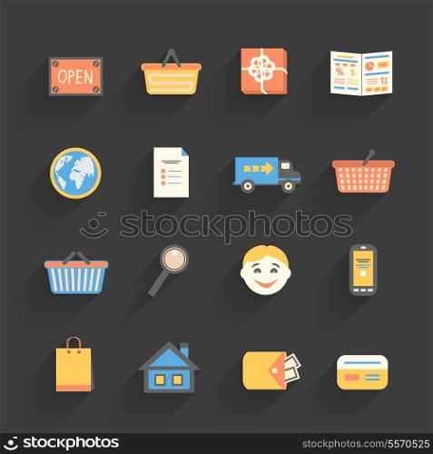 Cartoon flat icons set for online store isolated vector illustration