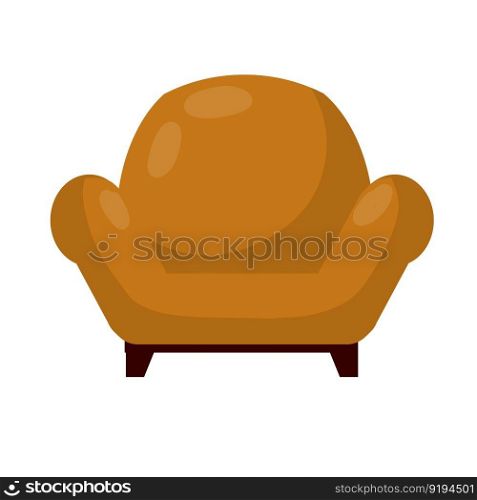 Cartoon flat illustration. Element of interior. Place for relax and rest. Armchair. Soft furniture. brown chair.