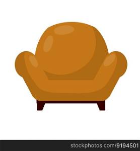 Cartoon flat illustration. Element of interior. Place for relax and rest. Armchair. Soft furniture. brown chair.