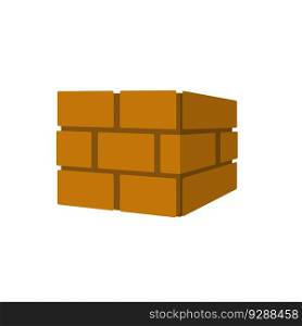 Cartoon flat isometric illustration isolated on white background. Simple logo. Brick wall. Element of building construction