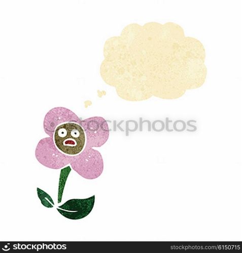 cartoon flower with face with thought bubble
