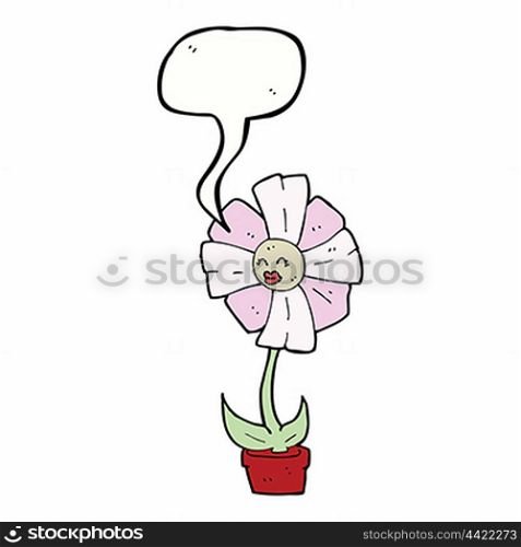 cartoon flower with speech bubble