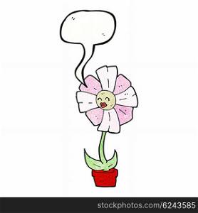 cartoon flower with speech bubble