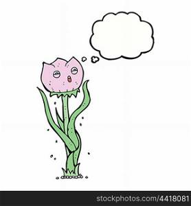 cartoon flower with thought bubble