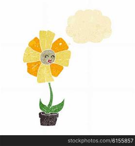 cartoon flower with thought bubble