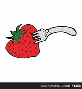 cartoon fork in giant strawberry