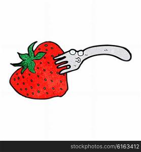 cartoon fork in giant strawberry