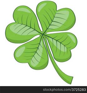 Cartoon four leaf clover isolated on white background.