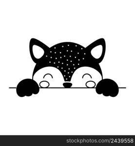 Cartoon fox face in Scandinavian style. Cute animal for kids t-shirts, wear, nursery decoration, greeting cards, invitations, poster, house interior. Vector stock illustration