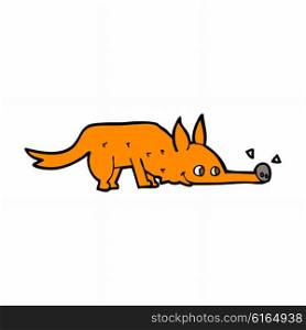 cartoon fox sniffing floor