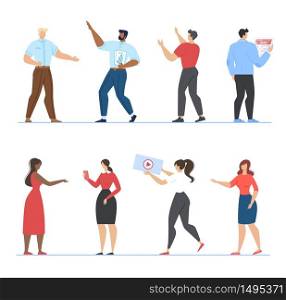 Cartoon Freelancers and Bloggers Male Female People Characters Work Online, Earn via Internet. Self-Employed Person Networking, Chatting in Social Media Bundle. Ecommerce Illustration. Vector Flat Set. Freelancers, Bloggers People Character Flat Set