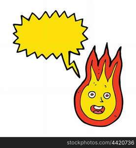 cartoon friendly fireball with speech bubble