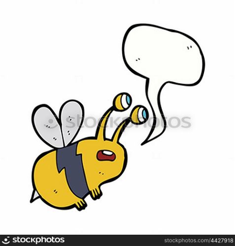 cartoon frightened bee with speech bubble
