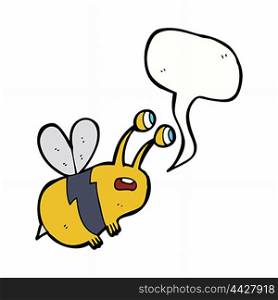 cartoon frightened bee with speech bubble