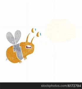 cartoon frightened bee with thought bubble