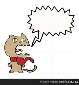 cartoon frightened cat with speech bubble