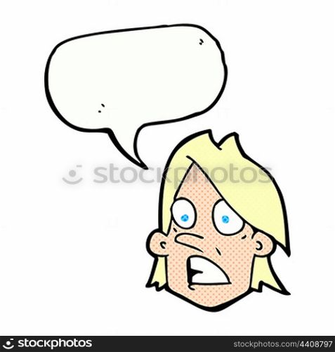 cartoon frightened face with speech bubble