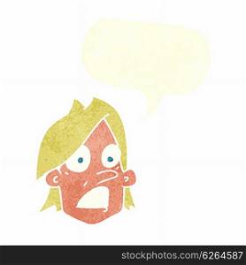 cartoon frightened face with speech bubble