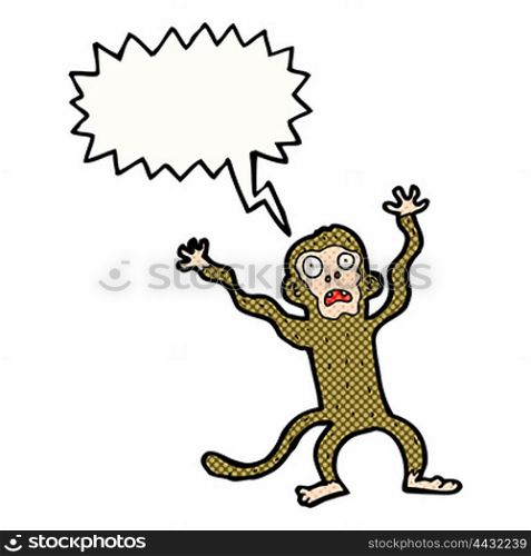 cartoon frightened monkey with speech bubble