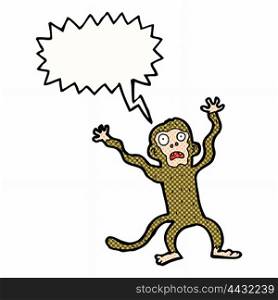 cartoon frightened monkey with speech bubble