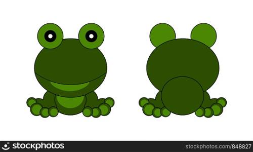 Cartoon frog. View from front and back