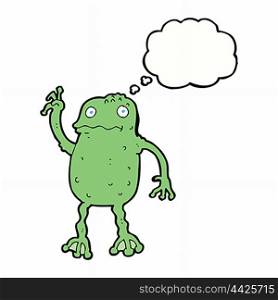 cartoon frog with thought bubble