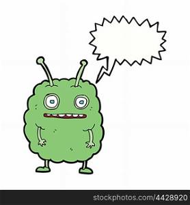 cartoon funny alien monster with speech bubble