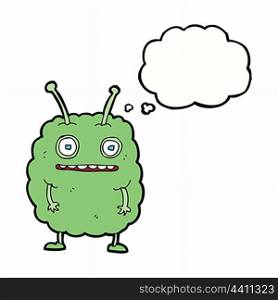 cartoon funny alien monster with thought bubble