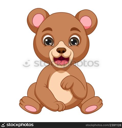 Cartoon funny baby bear sitting