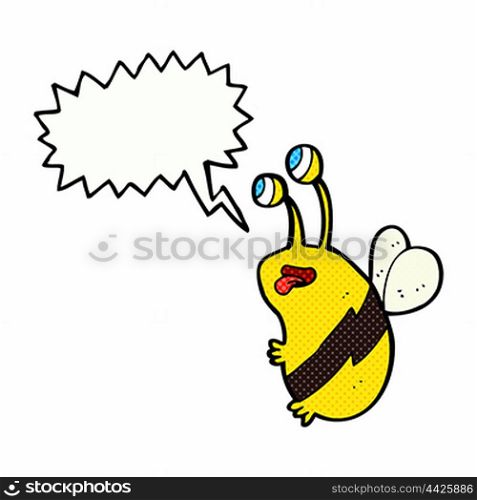 cartoon funny bee with speech bubble
