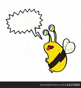 cartoon funny bee with speech bubble