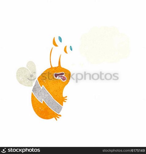 cartoon funny bee with thought bubble