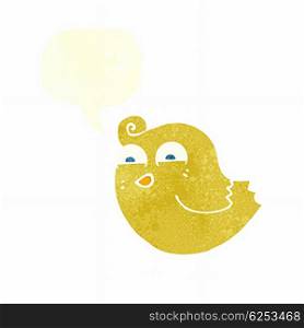 cartoon funny bird with speech bubble
