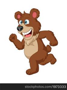 Cartoon funny brown bear running