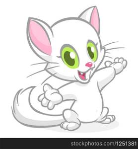 Cartoon funny cat excited expression