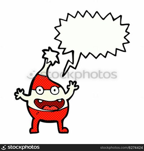 cartoon funny christmas creature with speech bubble